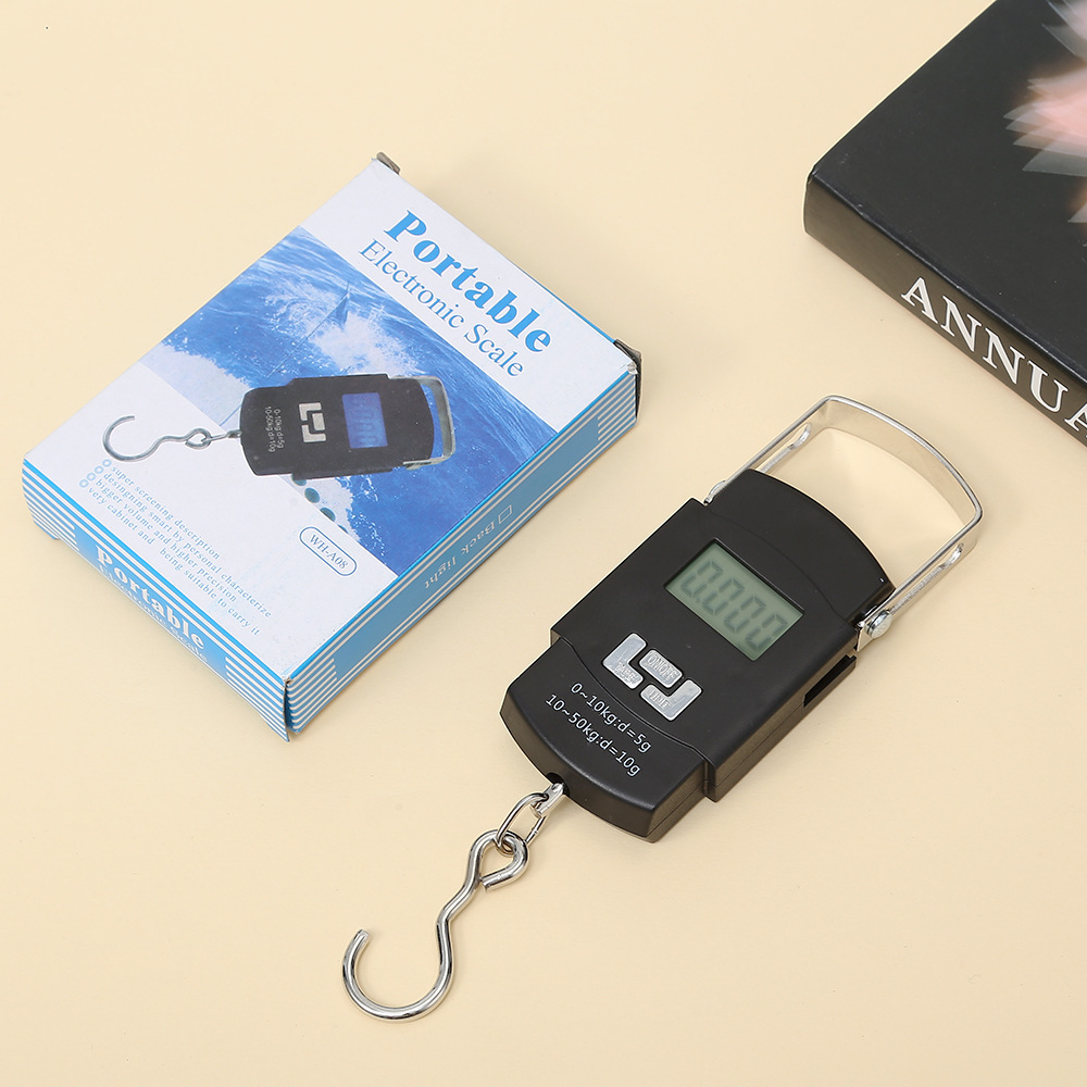 Portable electronic scale high precision household portable mini weighing device 50kg hook said retractable cross-border