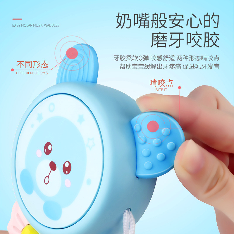 Baby Rattle Can Chew 3-6 Months Old Newborn Baby Hand Drum Music Stick Rattle Toy 0-1 Years Old