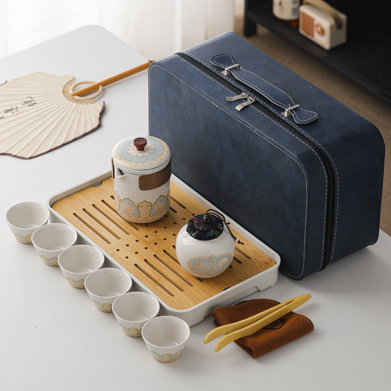 Travel Tea Set Quick Cup Outdoor Accessible Luxury Tea Pot Small Set Business Gift Souvenir Can Be Printed with Logo