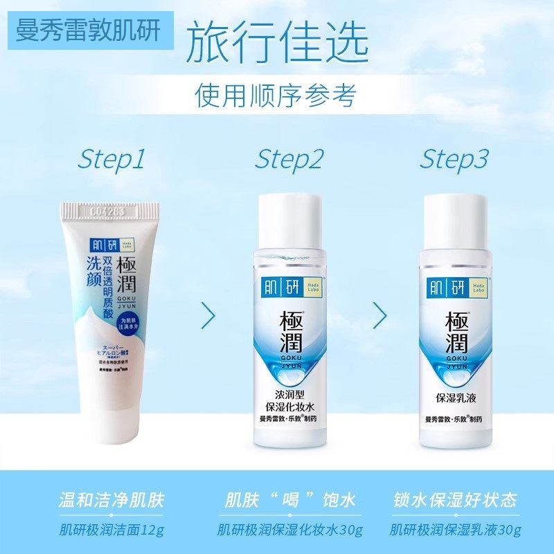 Mentholatum Hada Research 123 Travel Set Extremely Moisturizing Lotion Moisturizing Lotion Cleanser Cleansing Care Set