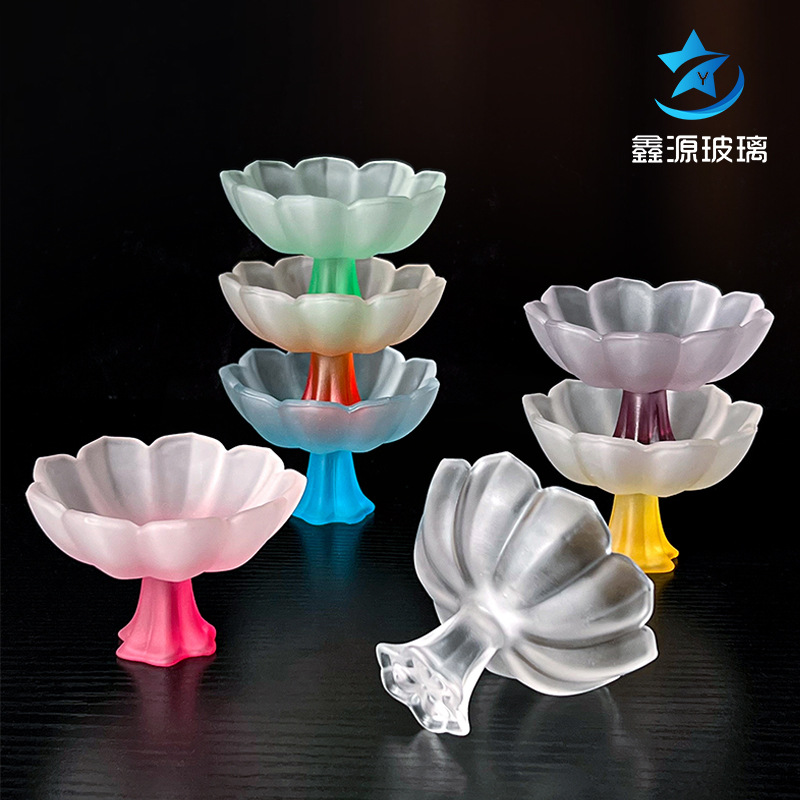 Glass Lotus high-foot tea cup Master Cup ladies tea cup single cup tea cup Lady Cup goblet Imitation Song retro