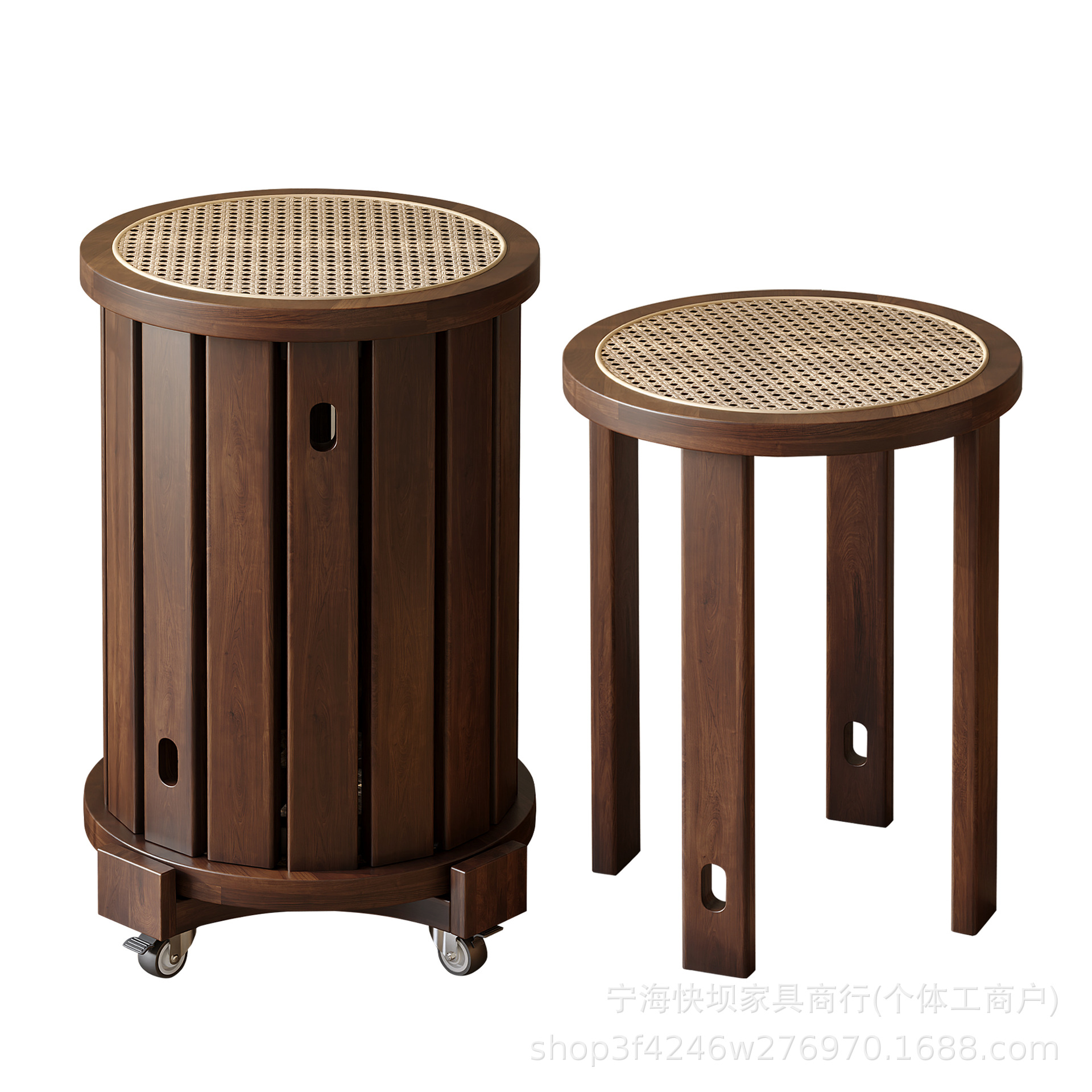 Solid Wood Stool for Home Use, Stackable Bench Set, High Round Stool, Stacking Stool, Dining Room Guest Storage Stool, Coffee Table Stool