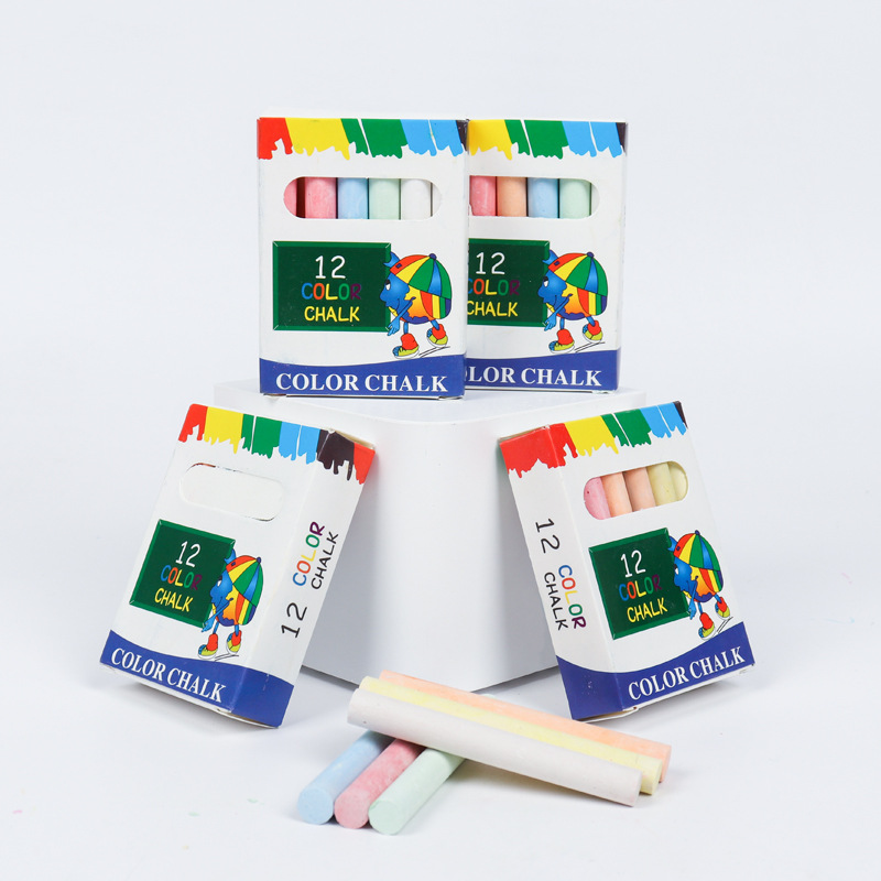 Пудра для штукатурки, обычные цветные мелки, учебные инструменты для учителей, 12 упакованных мелков