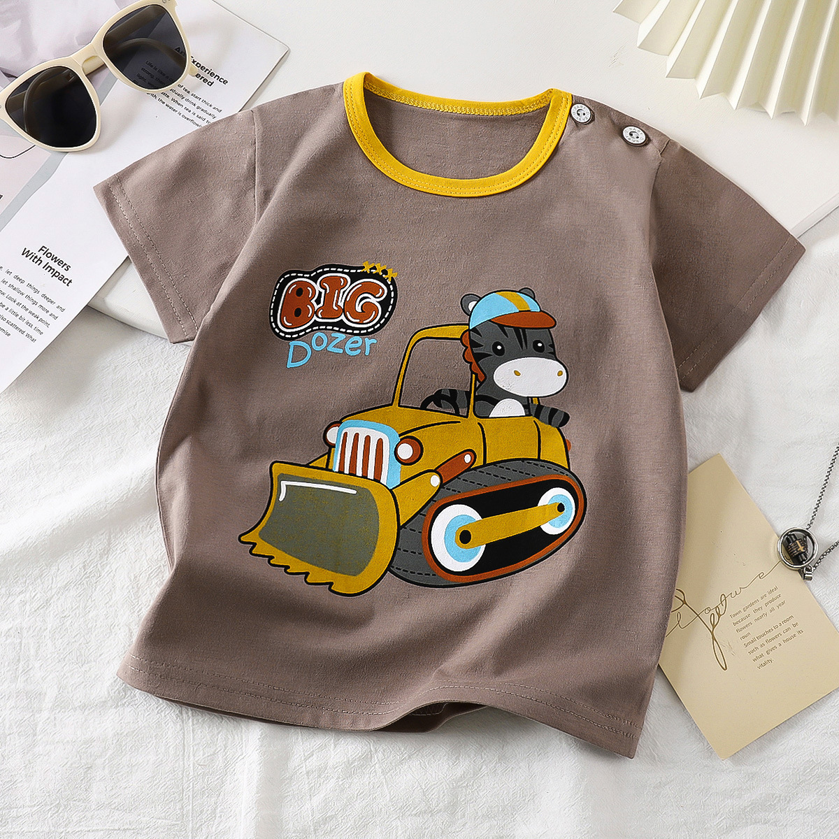 Children's Short-sleeved Cotton Summer New 2025 Boys and Babies' T-shirt Cartoon Girls Short-sleeved Korean Style Single Top Children's Wear
