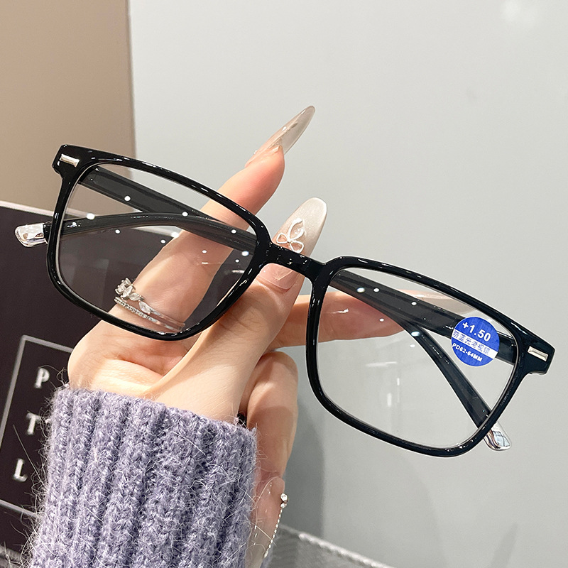 Men's and Women's Same Style Square Frame Anti-Slip New Large Frame Anti-Blue Light Glasses Trendy Fashion Reading Glasses High-Definition Reading Glasses