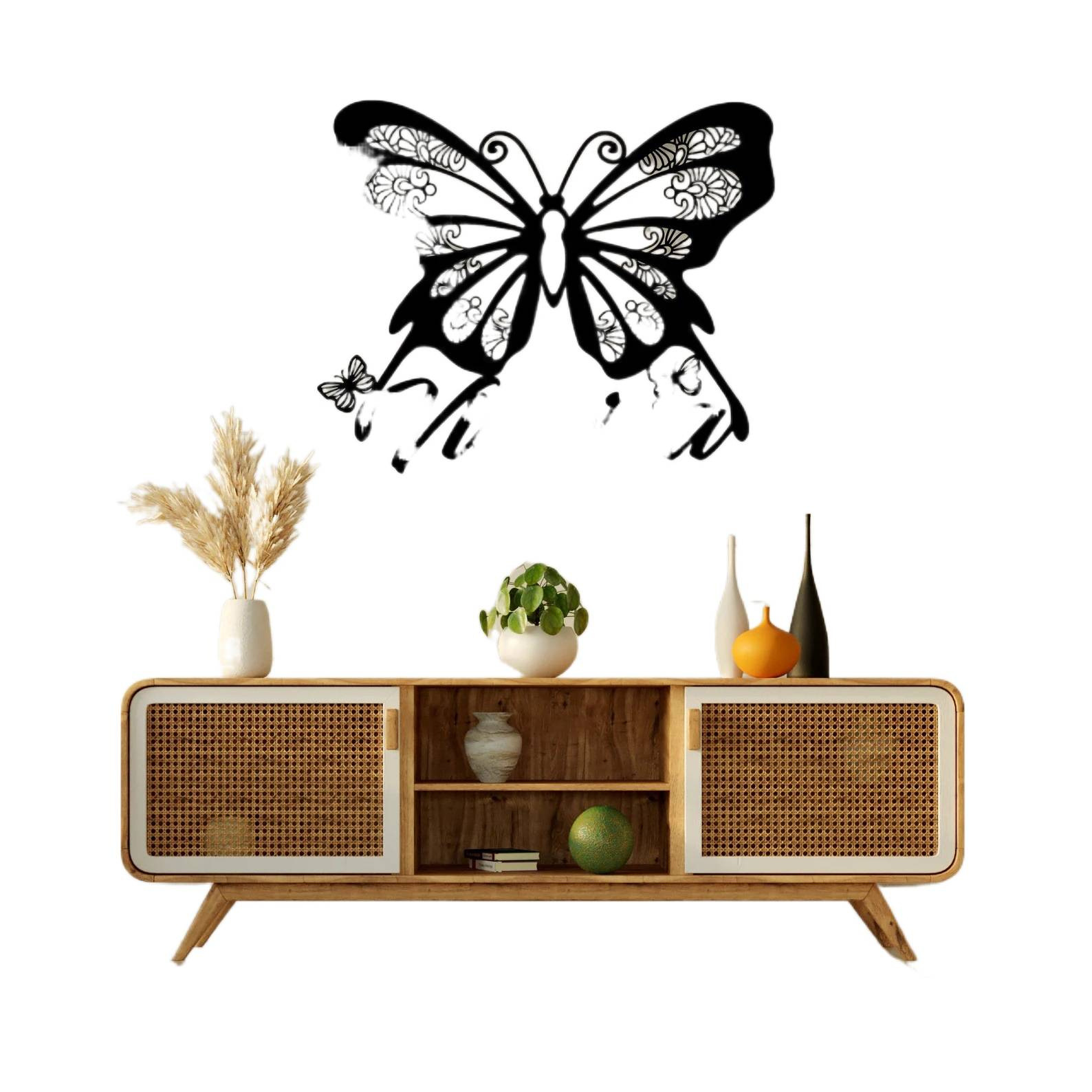 Personalized Butterfly Metal Sign Butterfly Name Sign Mother's Day Gift Flower Butterfly Wall Decoration