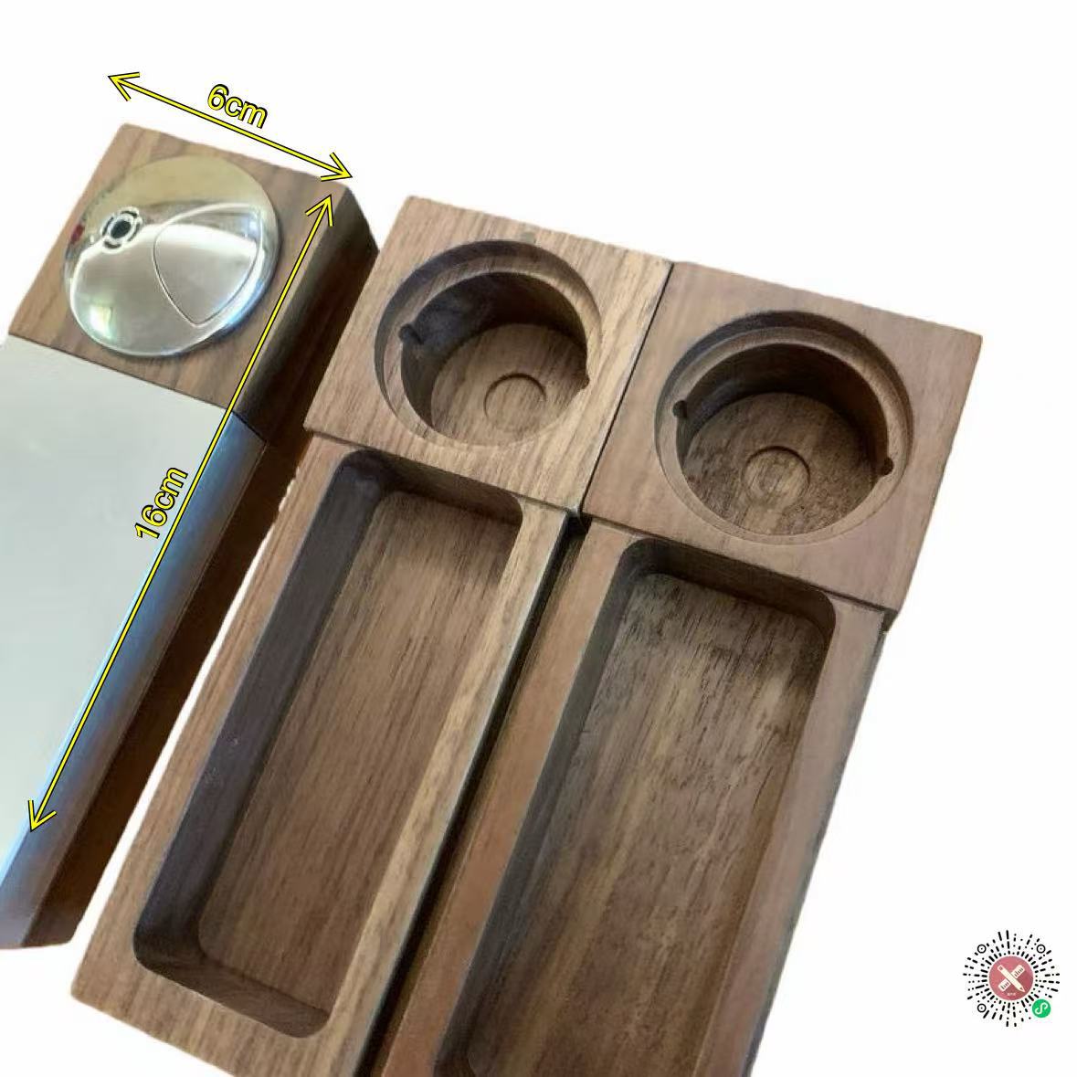 Walnut Cigar Box Comes with Stainless Steel Ashtray and Pull-Out Cigar Storage Slot. Logo Can Be Added as an Option