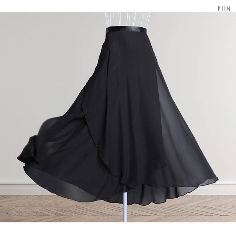 Ballet Skirt Practice Dress Skirt Female Adult Long Dance Veil Skirt Teacher's Lace-Up Chiffon Skirt Gymnastics Long Skirt