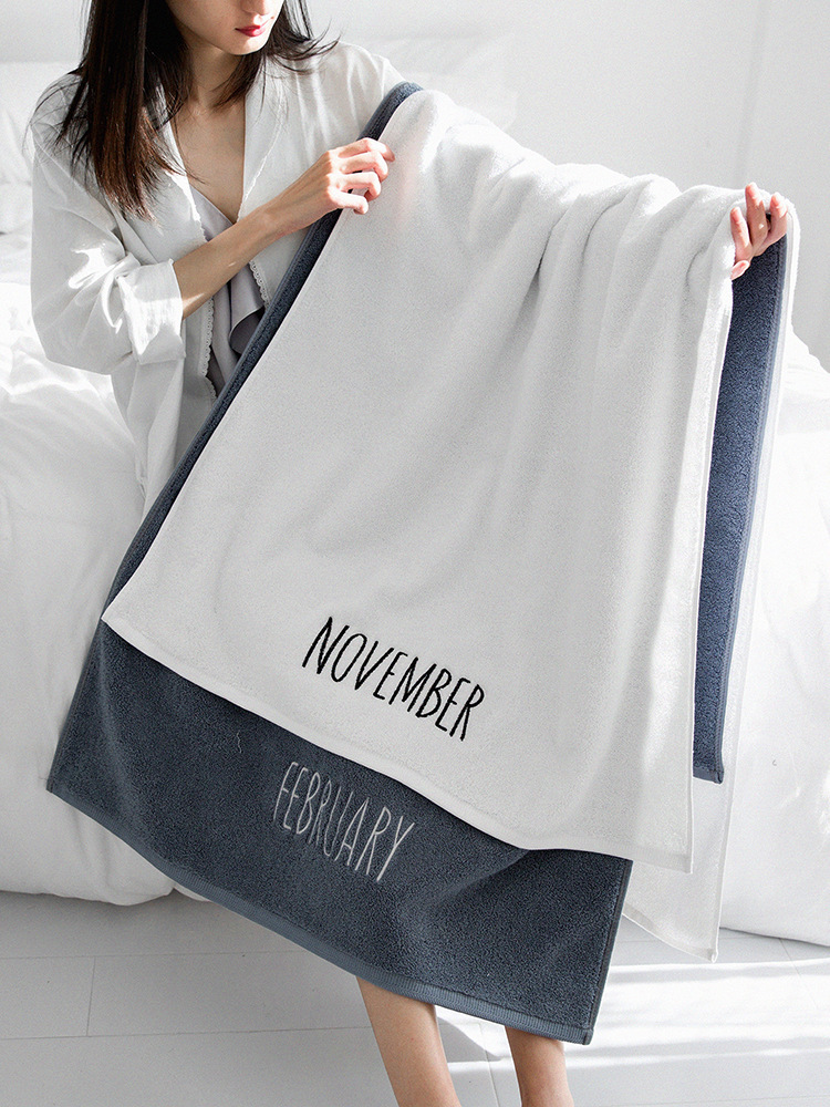 Manufacturer Processes Customized Logo Pure Cotton Bath Towel Pure Color Large Adult Wrap Beach Towel Thickeneded and Absorbent 140*70