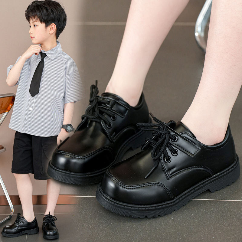 Children's Shoes, Boys' Leather Shoes, Spring & Fall 2024 New Korean Style British Style Middle-Aged and Primary School Students' Campus Performance Shoes