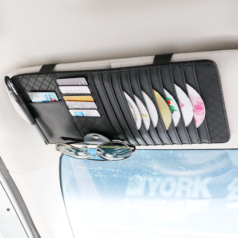 Car card bag storage bag leather driver's CD board disc storage bag car sunshade storage summary