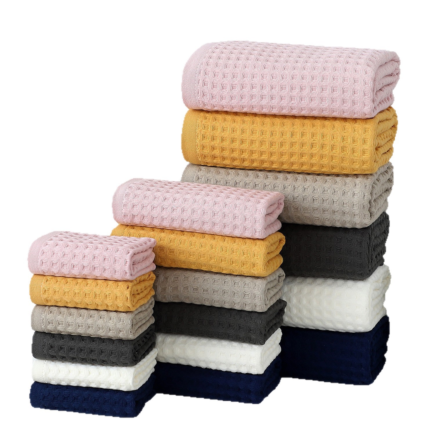 Waffle Pure Cotton Cross-border Bath Towel Household Absorbent Towel Hanging Face Washing Square Towel Bar Table Towel Wrapping Towel Large Bath Towel