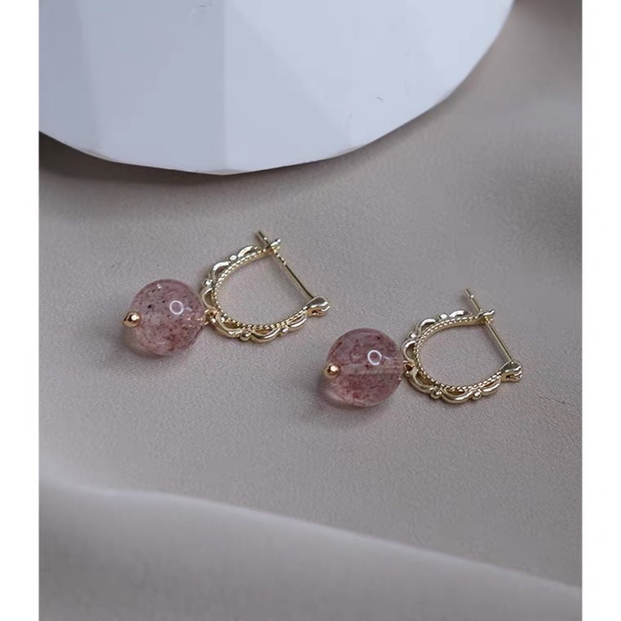 Натуральные клубничные кристаллы серьги кружевные застежки 925 серебряный штифт для девочек элегантные серьги