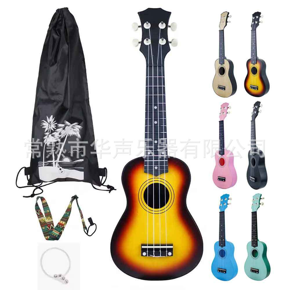 Оптовая покупка пластикового укулеле 21 дюйм, комплект с аксессуарами для начинающих
