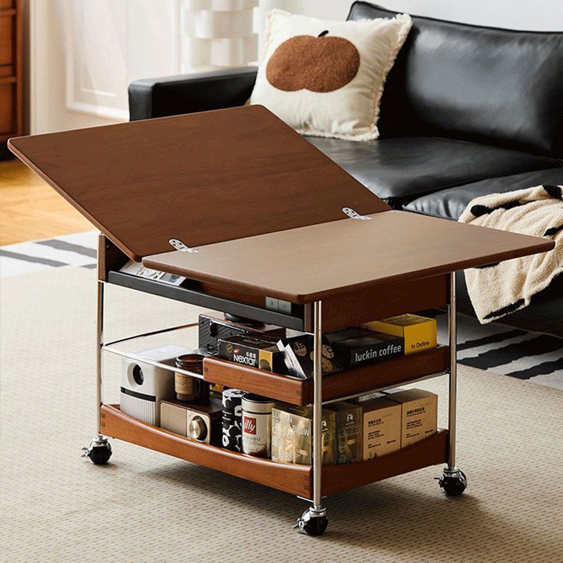 Кофейный столик из массива дерева для гостиной, винтажный стиль, для маленькой квартиры, складной, боковой столик для дивана, Kunwei