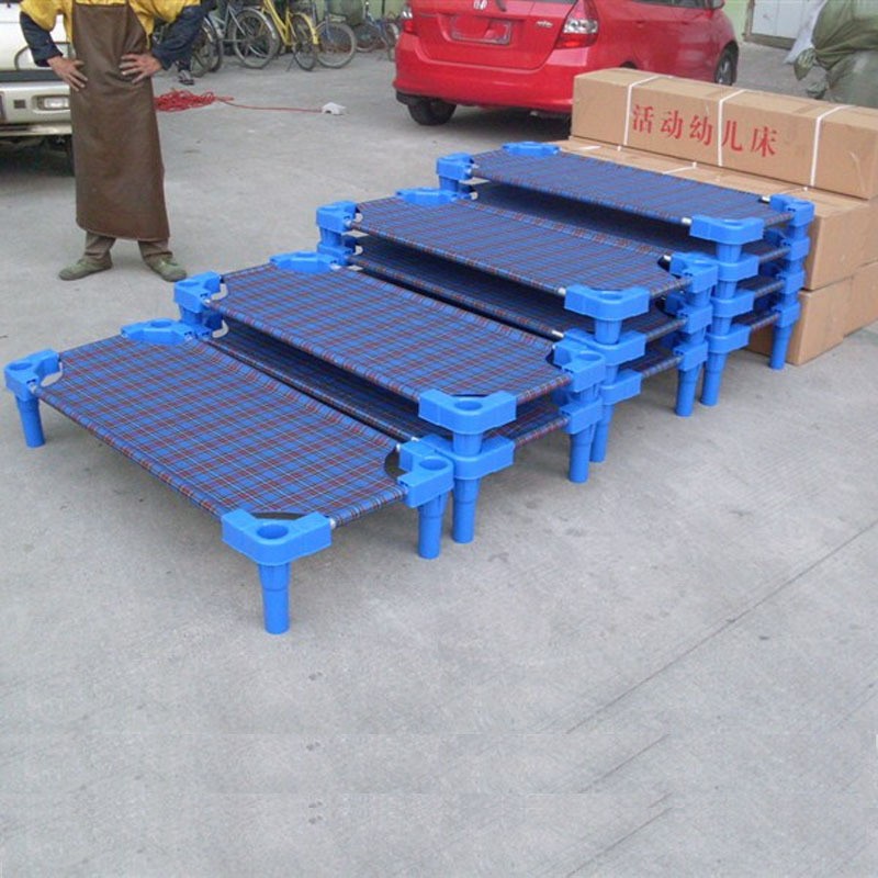 Factory Kindergarten Plastic Canvas Bed Children's Bed Nursery Class Lunch Break Bed Early Education Class Small Bed Baby Bed Stacked Bed