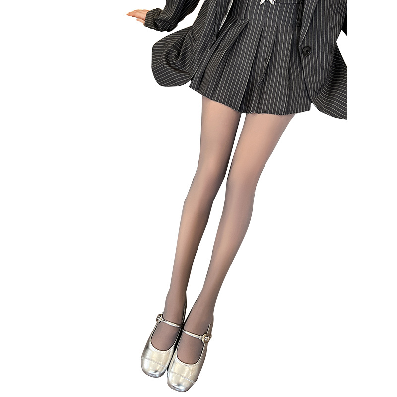 Outer wear fake transparent autumn and winter transparent leggings fleece-lined female stewardess gray one-piece pants light leg artifact thickened pantyhose
