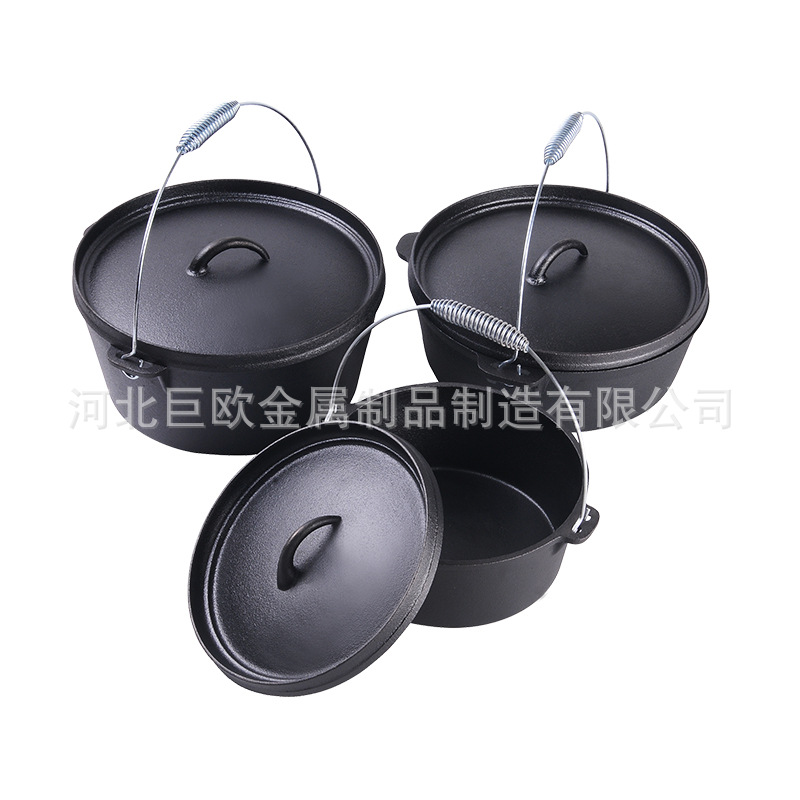 Голландский набор кастрюль 20см 25см 30см кемпинг посуда чугунный набор кастрюль для наружного подвесного супа