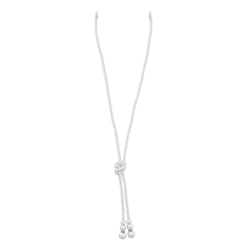 1920 Masquerade Ball Pearl Necklace Women Party Wedding Ball Banquet Glass Pearl Knot Necklace Woolen Chain