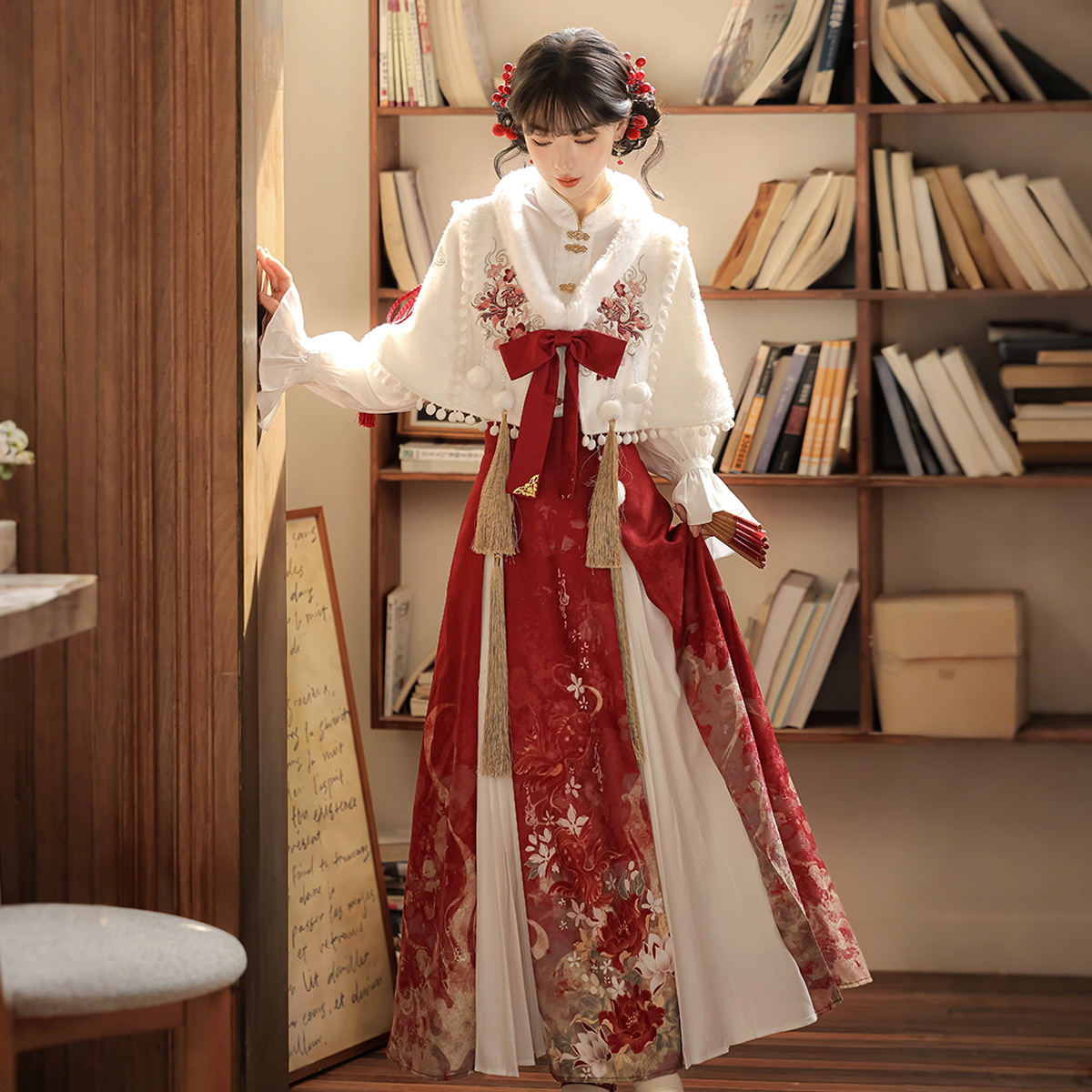 Оригинальный ханфу Yimengge с золотой рыбкой, женский национальный стиль, элементы хан, новый китайский стиль, комплект топа и юбки 9741