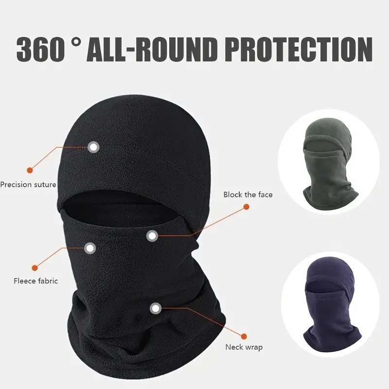 Winter Integrated Cycling Mask, Ski Hat, Neck Warmer, Fleece Warm Headgear, Three-Piece Set, Street Style Gloves