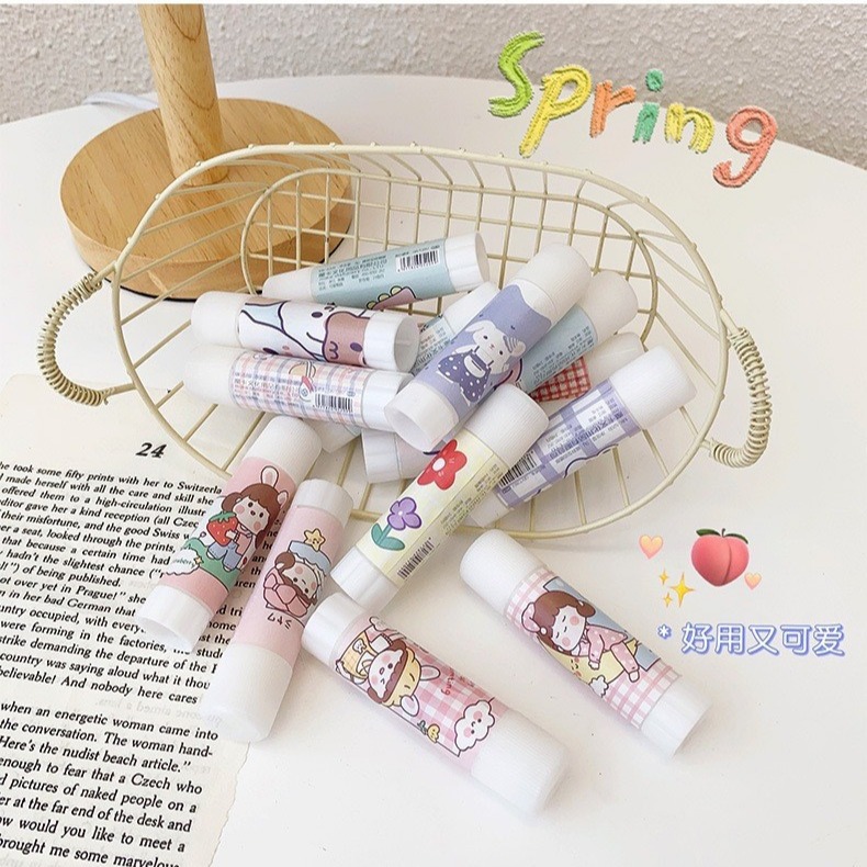 Cartoon glue stick children's handmade glue student glue stick large glue stick puzzle glue white transparent glue