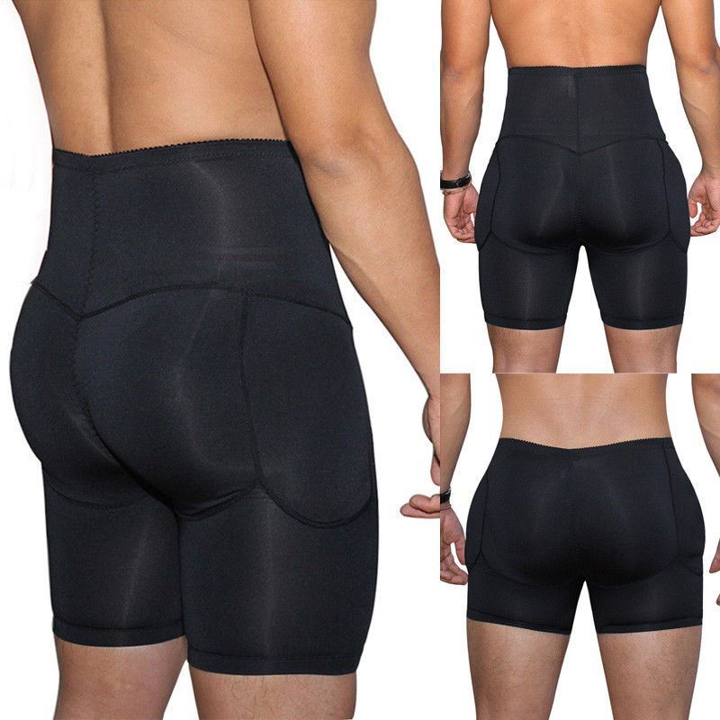 Men's Boxers Underwear Black Padded Butt Enhancer Booty Boost