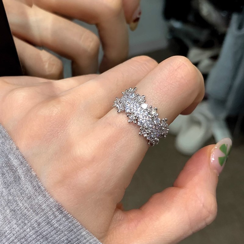 925 Sterling Silver Ring for Women, Baby's Breath, Ins Niche High-End Open Adjustable Index Finger Ring, New Style for Girlfriend
