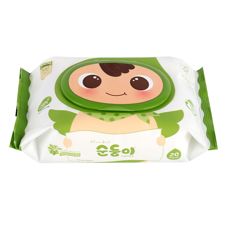 South Korea Shunshun Baby Wipes 20 Pumping Thickened Cleaning Wipes Pumping Wipes Pumping Wipes with Cover Wet Wipes