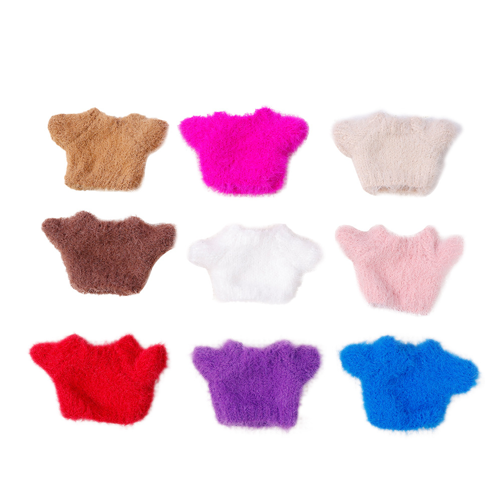 10cm Baby Clothes Imitation Rabbit Fur Sweater Long-Legged Kt Creative Outfit Doll Versatile Cotton Doll Small Clothes