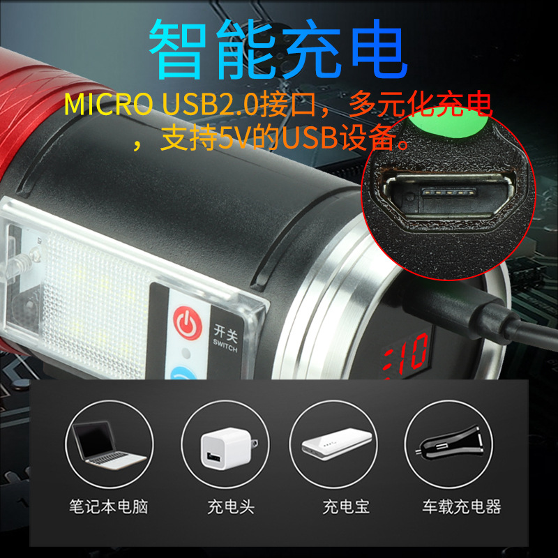 New bright LED high power night fishing lights wholesale induction USB rechargeable Blue light flashlight fishing lights