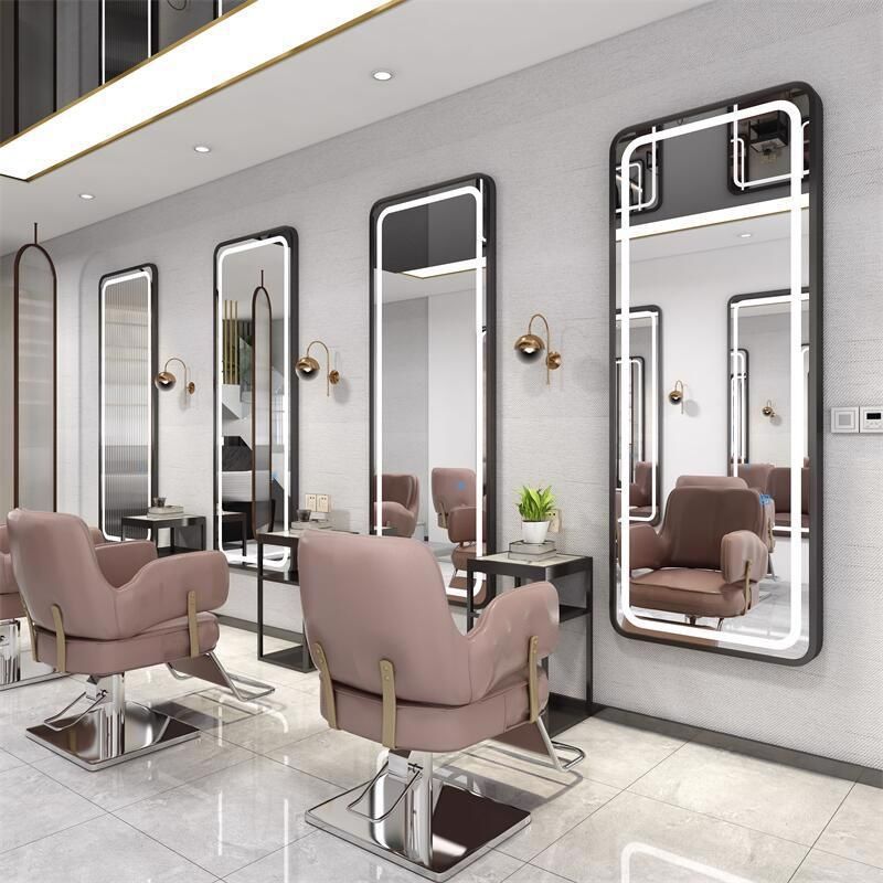 Barber Shop Trendy Mirror Wall-Mounted Hairdressing Mirror Single-Sided with Light Mirror Wall-Mounted Salon Led Mirror Special Smart