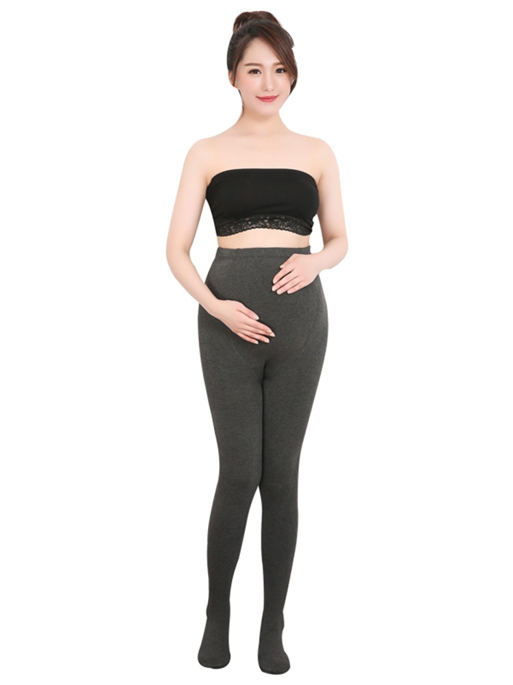 Pregnant Women's Leggings Autumn and Winter Fleece-lined Vertical Striped Cotton Large Size Pregnancy Pantyhose Adjustable Women's Maternity Wear