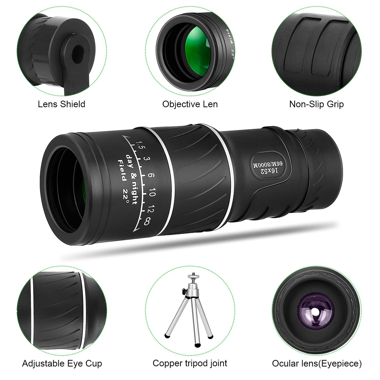 Telescope factory 16X52 single-tube telescope high-power high-definition low-light-level night vision single-tube telescope glasses a generation of hair
