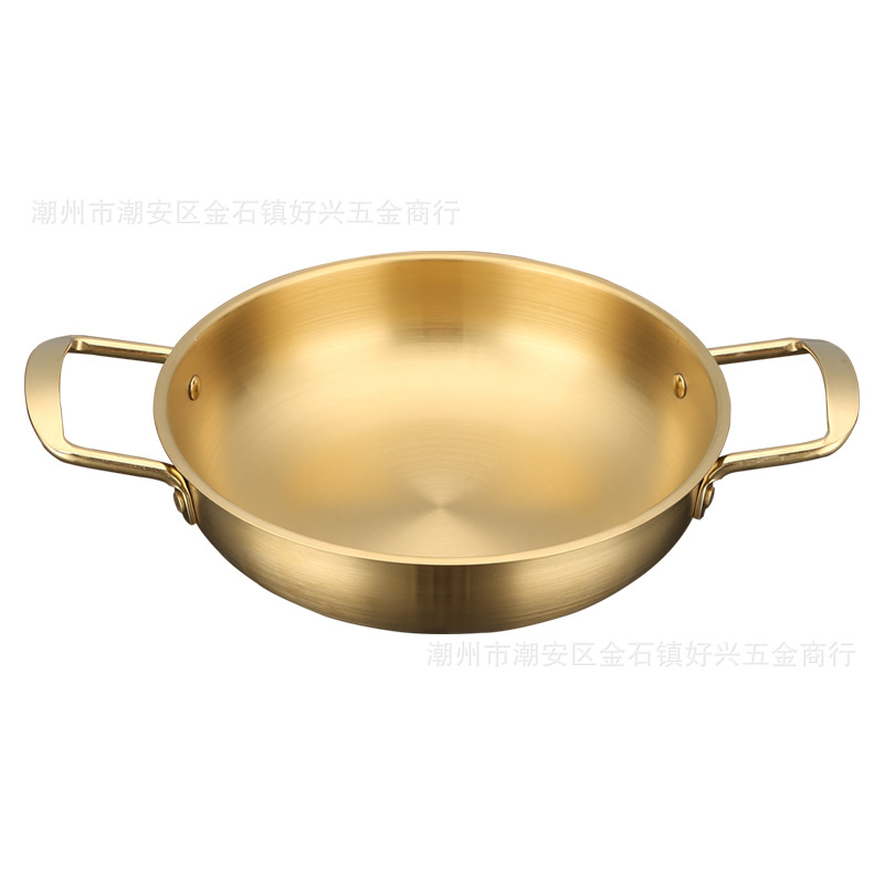Korean Style Instant Noodle Pot Stainless Steel Golden Soup Pot Household Gas Induction Cooker Noodle Pot Instant Noodle Ramen Pot Hot Pot