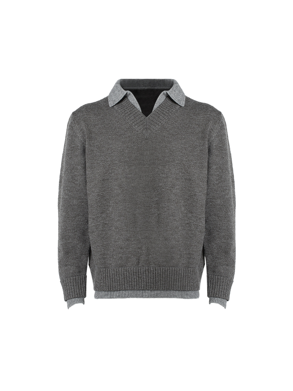 【Csmy】Stay the Night Fake Two-Piece V-Neck Imitation Cashmere Polo Atmosphere Old Money Sweater