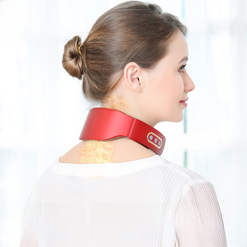 Electric Multi-Head Smart Neck Massager Pulse Physiotherapy Neck Protector Rechargeable Hot Compress Cervical Spine Massager Cervical Spine Instrument