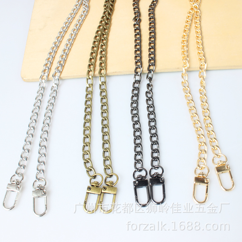Bag Chain 8mm Wide Bag Strap Cross-Border Hot Sale Gold 2.0Nk Flat Chain with Three-Point Door Buckle Bag Chain Satchel