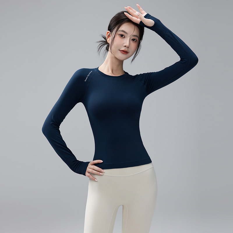 Sports Tops for Women, Slimming Look, Long-Sleeved T-Shirts, Yoga Clothes, Quick-Drying, Tight-Fitting Running Training Fitness Clothes, Pilates