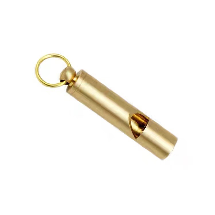 Brass Whistle Keychain Pure Copper Survival Whistle Outdoor Camping Training Whistle Keychain Pendant Brushed Washed Whistle