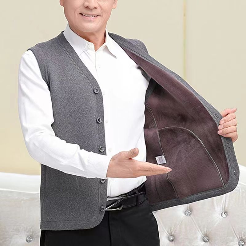 Middle-Aged and Elderly Men's Clothing Manufacturers Provide Warm Vests, Autumn and Winter Base Layers, New Velvet and Thickeneded Winter Men's Clothing