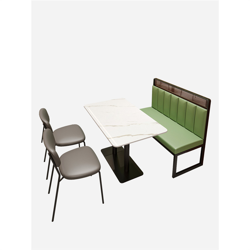 Southeast Asian Booth Seating Sofa Dining Industrial Style Dining Table and Chairs Commercial Combination Hong Kong-Style Tea House Restaurant All Solid Wood Round Table