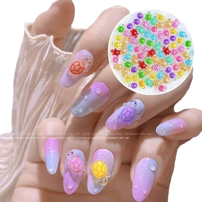 Popular Luminous Mini Turtle Jewelry, Nail Art Jewelry, Small Gifts, Cartoon Wearable Nail Accessories, Resin Jewelry