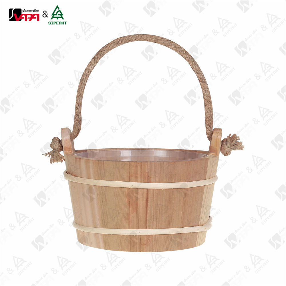 Factory Direct Sales Sauna 4L Bottomed Sauna Barrel Wooden Spoon Satchel Hemp Rope Barrel Sauna Room Accessories