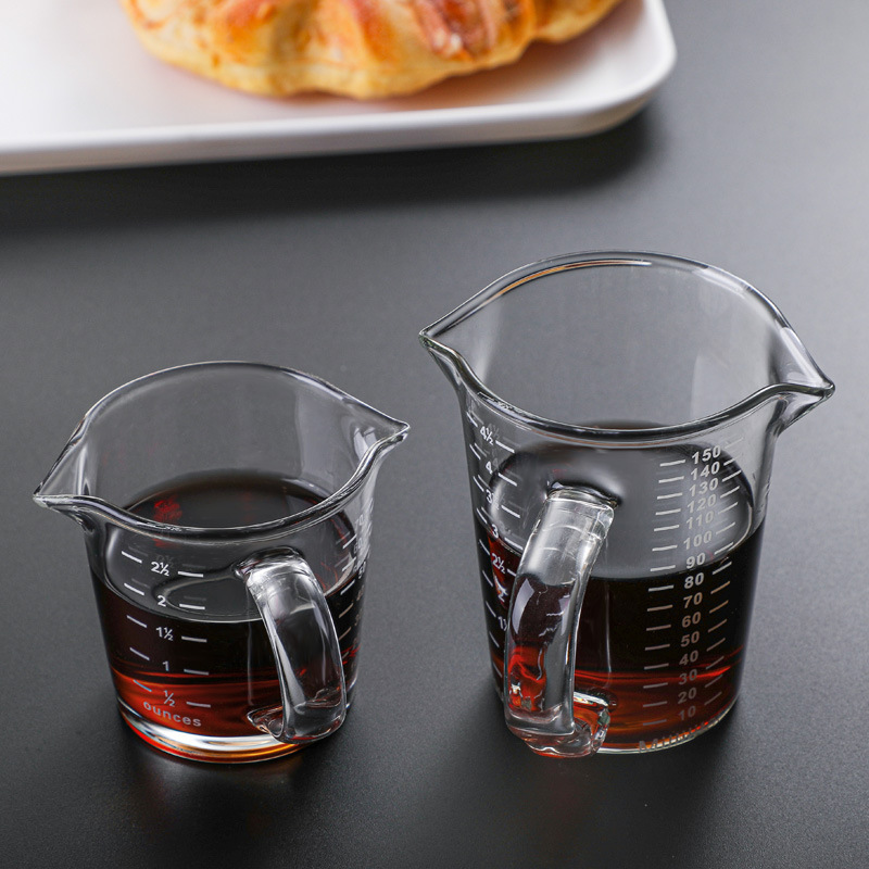 Двойная молочная кружка из боросиликатного стекла, мини-прозрачная, утолщенная, с двусторонней шкалой, унция, экстракция, кофейная кружка