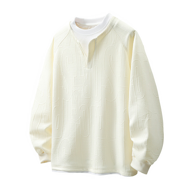 M-8Xl Large Size Classy Fake Two-Piece Sweatshirt Men's Long-Sleeved T-Shirt Spring and Autum 2025 New Fashion Brand Trendyy Versatile