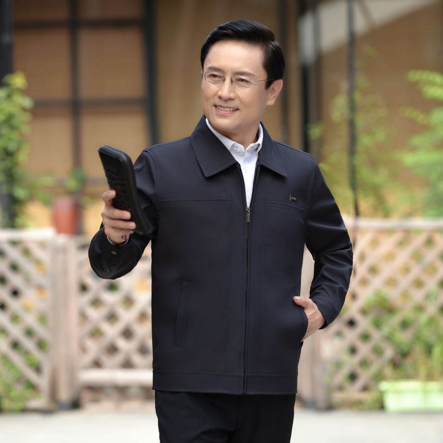 Middle-aged and elderly men's dad coat plus size middle-aged men's business casual jacket men's autumn and winter men's jacket