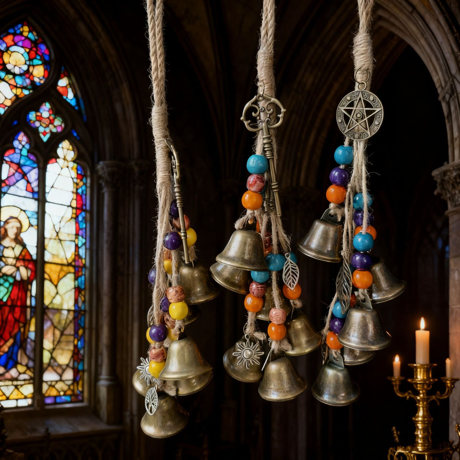 Цветные деревянные бусины, ручная работа, колокол/колокол защиты от ведьм/винтажный защитный колокол/поставка Temu