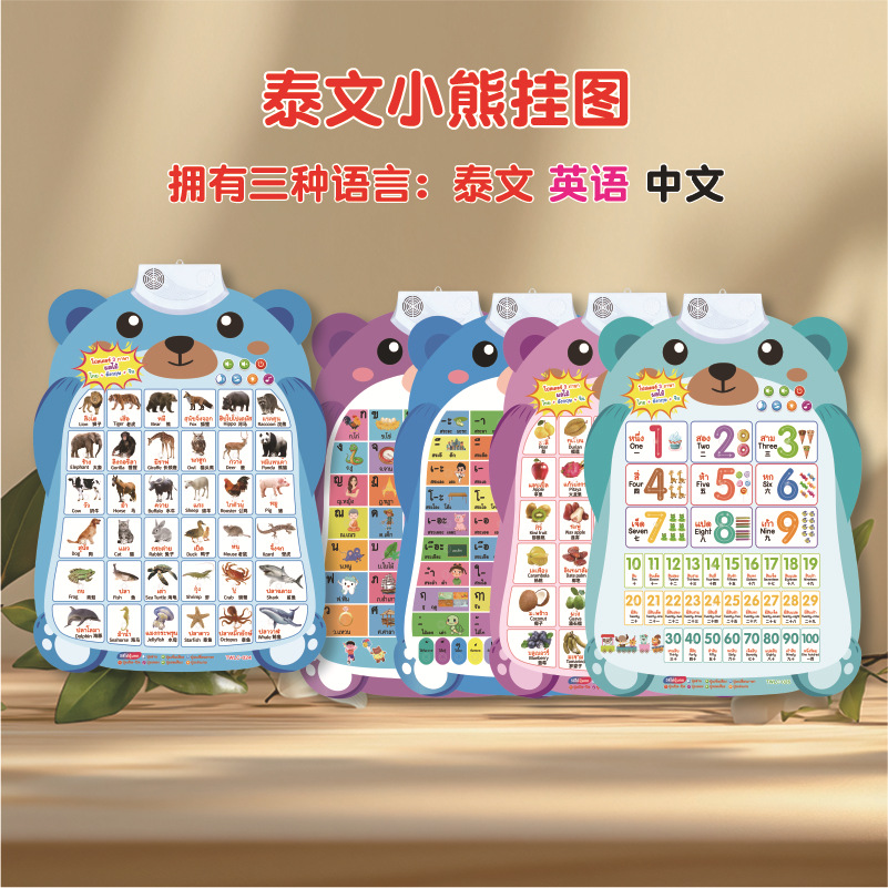 Аудио настенный плакат на тайском языке Тайский алфавит Наклейка на стену Чтение с помощью указки Тайская игрушка Интерактивная