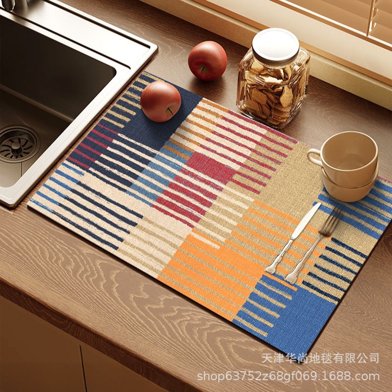 American Style Vintage Diatom Mud Advanced Drying Mat Kitchen Countertop Protective Mat Water Absorbent Dining Mat Dining Mat Coffee Mat